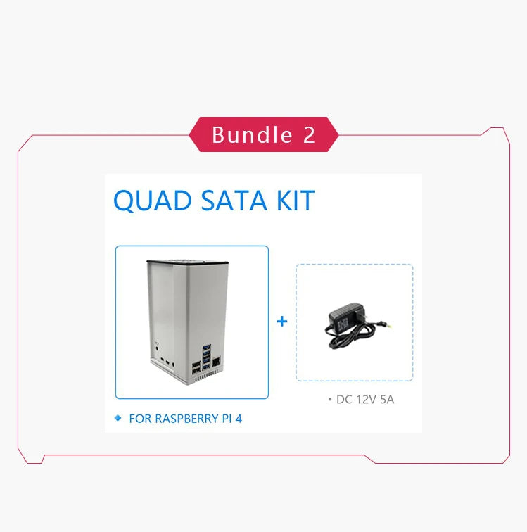 QUAD SATA KIT FOR RASPBERRY PI 4 Easily build your own NAS Network Storage Server KI