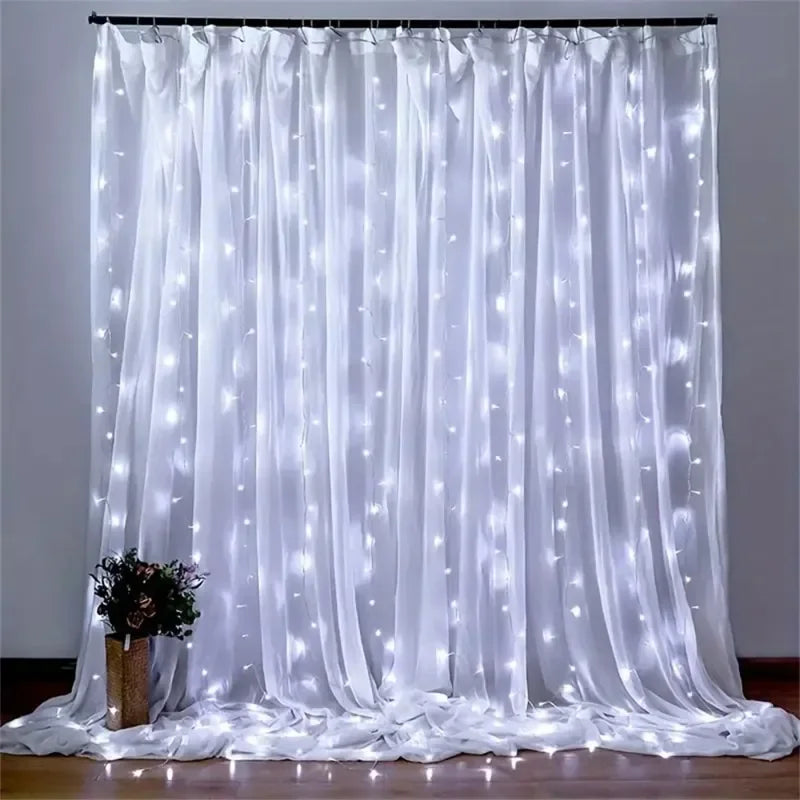 USB Curtain Lights - 8 Lighting Modes LED Fairy String Light for Christmas Halloween New Year Wedding Party Home Garden Decor