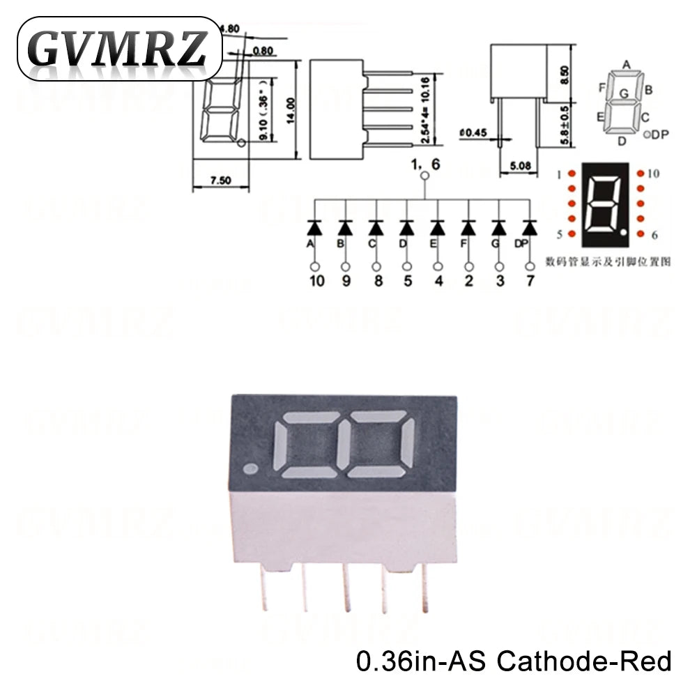 0.36inch Digital tube Common AnodeCathode Red 1 2 3 4 Bit digital Tube LED Display 7 segment