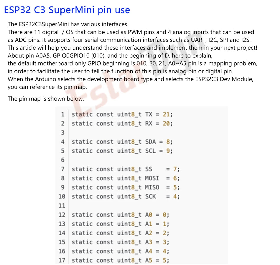 HWGATL ROBOT ESP32-C3 Development Board ESP32 C3 SuperMini WiFi Bluetooth For Arduino