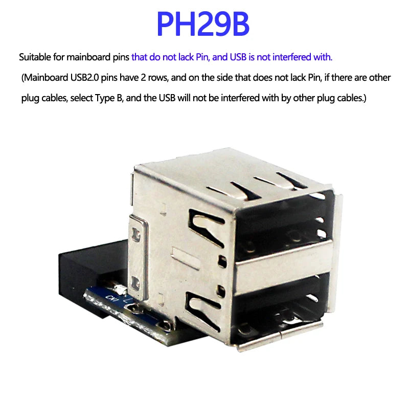 USB 2.0 Motherboard Header 9pin 10pin Motherboard to 2 Ports USB 2.0 Dual USB A 9 Pin Female Adapter Converter