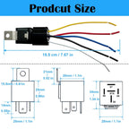 5 PIN 12V Relay with Harness, 40AMP 12 Volt Relay Automotive Relays with Relay Socket and Wiring Harness, SPDT Relay Switch