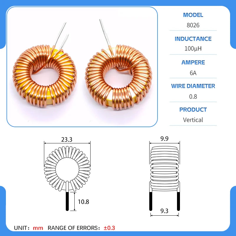 20mm 80-26 Iron powder core Toroidal inductor Wirewound inductor Iron powder core Magnetic ring inductor