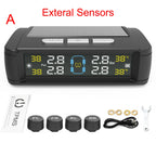 Temperature Warning Fuel Save Tire Pressure Monitoring System Solar TPMS With 4 External Sensors Car Tyre Pressure Monitor