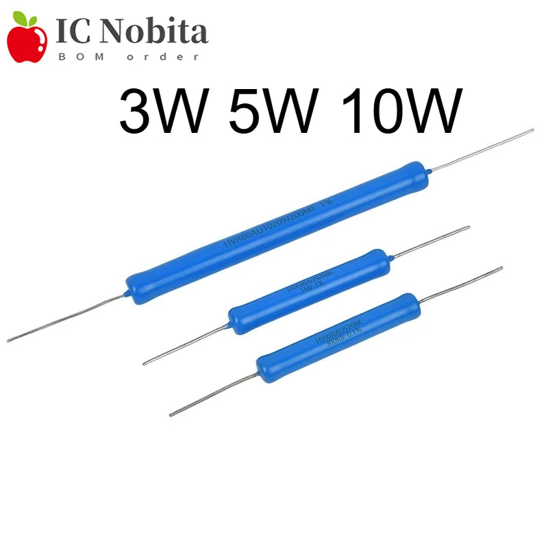1PCS HVR80 1% 3W 5W 10W High Voltage Insulation Resistor 10K 1M 500M for Withstand Voltage Test Calibration Certification