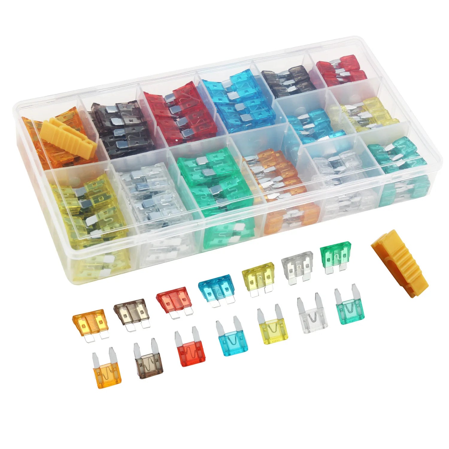 220pcs boxed medium/small automotive fuse, automotive fuse, aluminum plug-in fuse, 5-30A