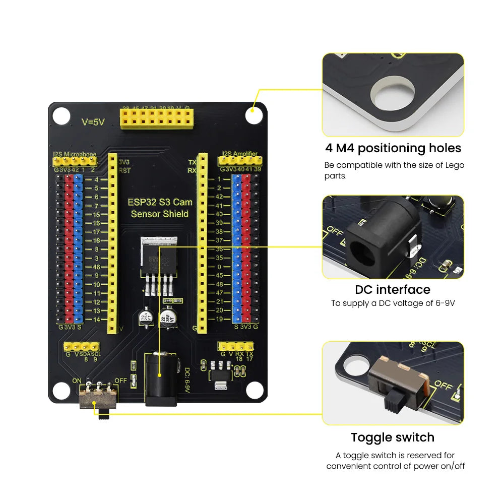 1 Set ESP32-S3 CAM Development Board N16R8+Type C USB Cable with ESP32 S3 Cam Sensor Shield for Arduino ESP32 S3 IDE Programming