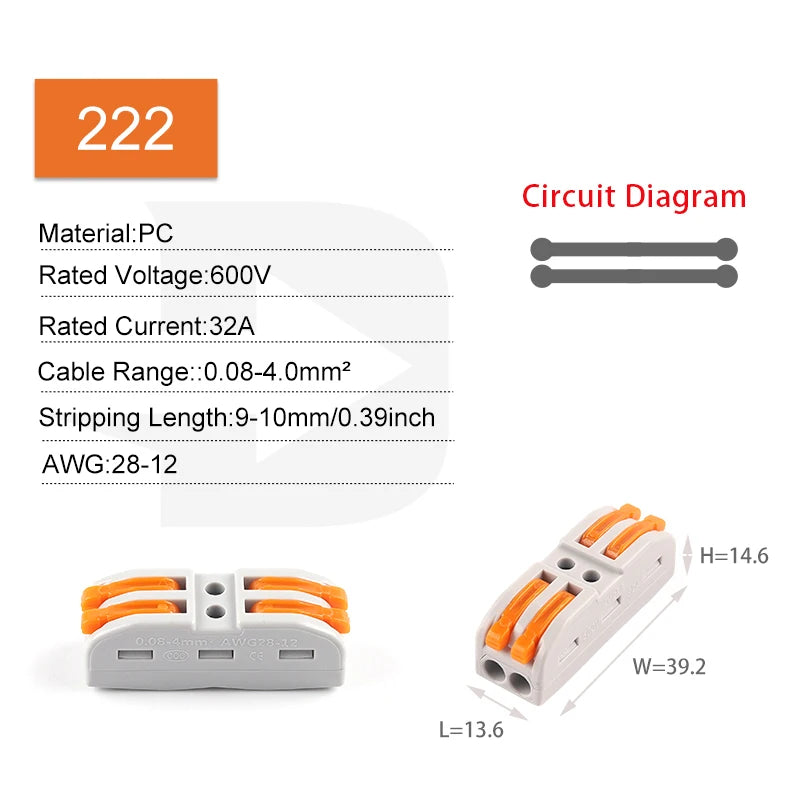 5/10PCS 2/3Ports Electrical Wire Connectors Fast Compact Push-in Terminal Block Wiring Cable Butt Connection Splitter With Lever