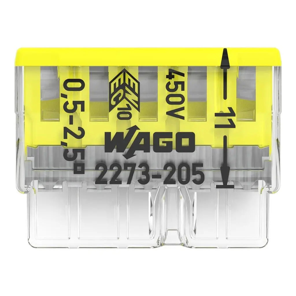 Original WAGO 2273‑202‑208 Push‑in Wire Connector 2‑8P Compact Splicing Terminal for Junction Box Solid Copper Wire 0.5‑2.5mm²
