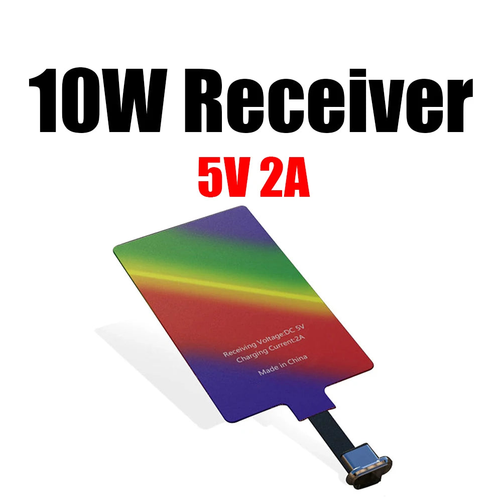 10W 5V 2A Qi Wireless Charger Receiver Pad Android Type-C Fast Charging Receive Module for S20 Mobile Transmitter Pro Max