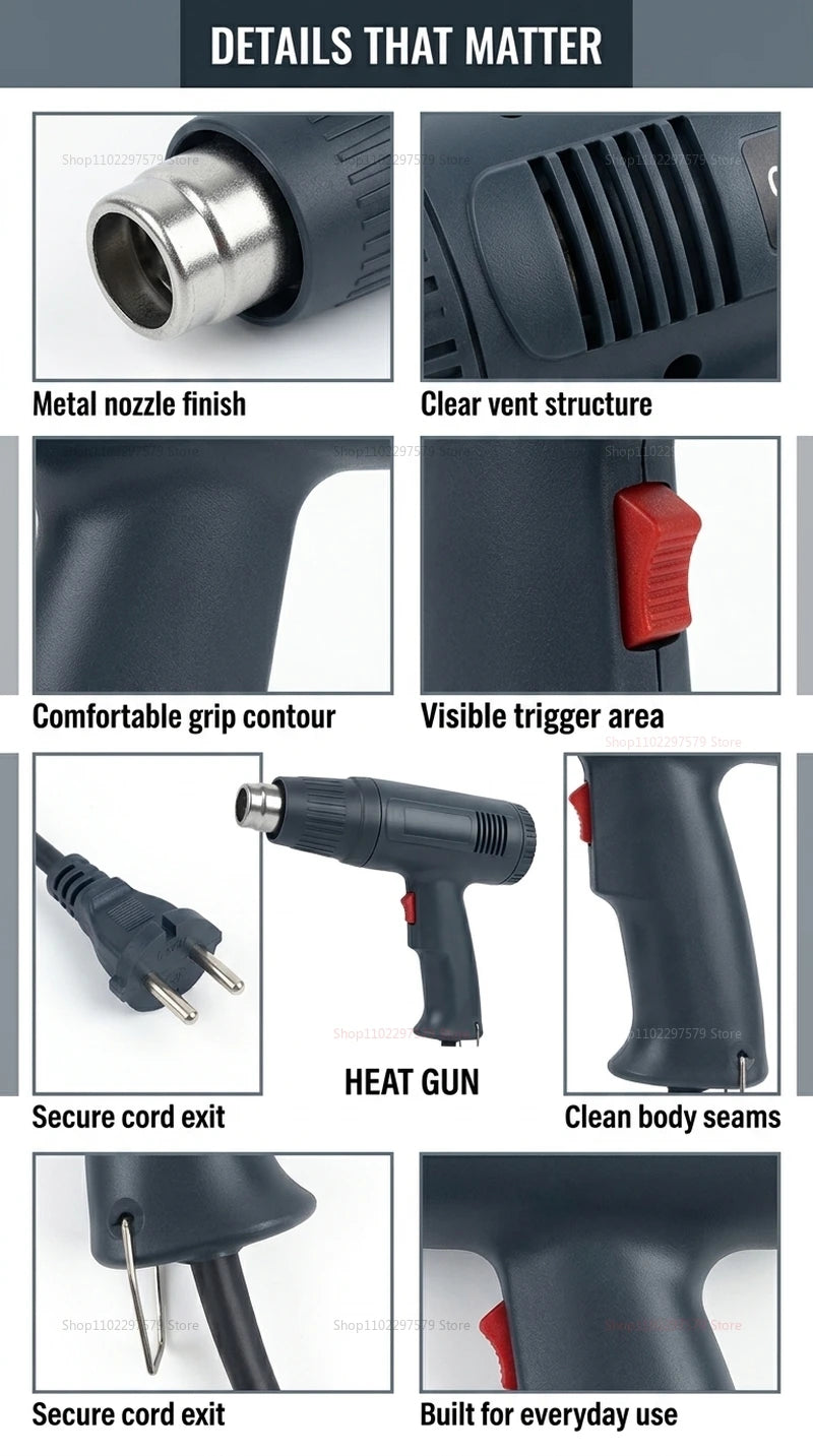 Adjustable temperature high-end electric heating gun 220V hot air gun 2000W adjustable temperature advanced electric hot air gun