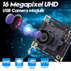 ELP 16MP Mini Webcam IMX298 Color Sensor HD USB Camera Module 4656x3496 Embedded Camera for PC Laptop Computer