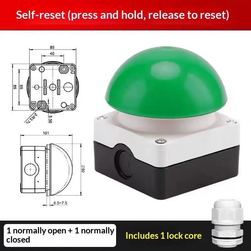 1 Set Mushroom Head Self-Locking/Resetting 1NO Foot/Hand Control IP65 Emergency Stop Button Switch For Industrial Safe