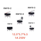 10PCS KW10 Miniature Limit Switches, Mouse Micro Motion 1A, 125/250V Self Resetting Switch
