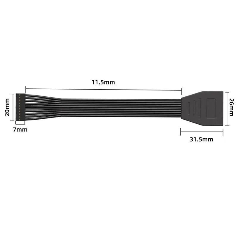 15/30cm 20 Pin Male to Female Extension Cable USB 3.0 Computer Front Panel Motherboard 19 Pin Soft Flat Ribbon Connection Cable