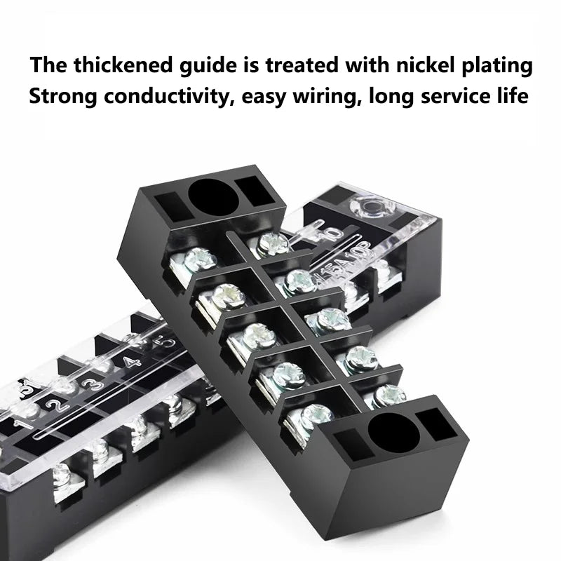 10PCS Dual Row Strip Screw Terminal Block Fixed Wiring Board Wire Connector TB-1503/TB-1506 15A TB-2503/TB2506 600V 15A