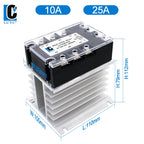 LCTC Three Phase Solid State Relay SSR Zero Cross 3-phase Load Relay 3-32VDC Control With Radiator 380V10A 25A 40A 60A 80A 100A
