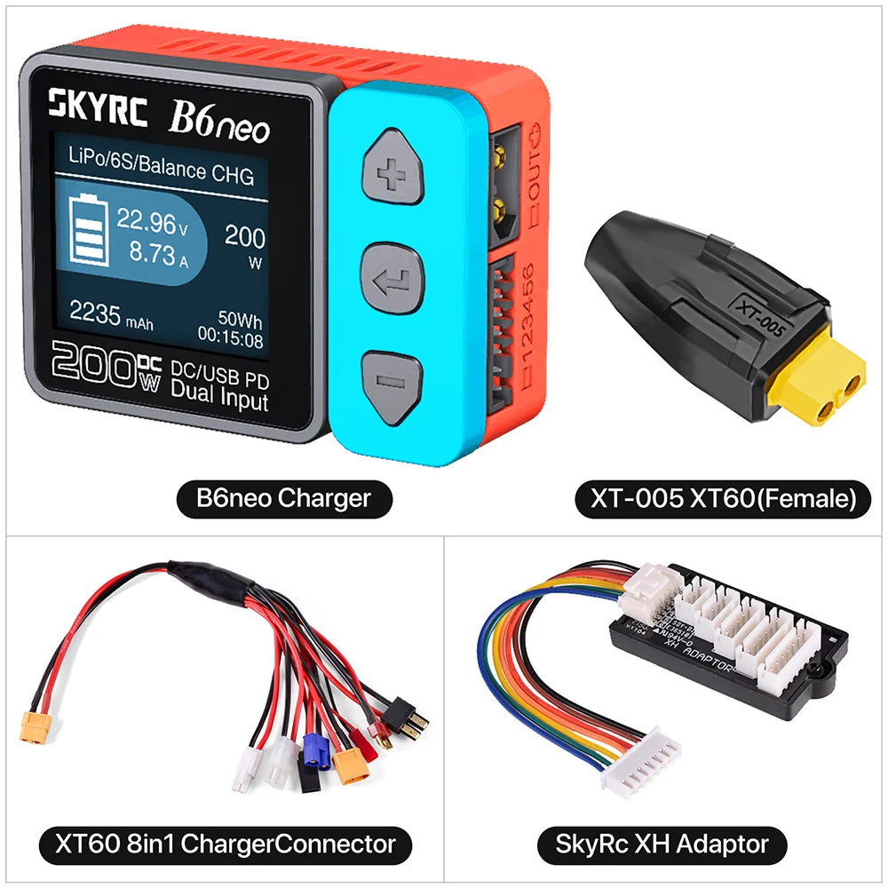SKYRC B6neo / B6neo+ LiPo Battery Smart Balance Charger DC 200W PD 80W Input for RC Model Car Ship Boat Airplane