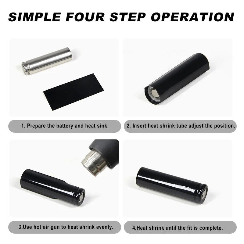 200pcs 21700 Battery Films Insulated Shrinkable Sleeve Protect Cover Precut PVC Heat Shrink Tube for Batteries Wrap Sleeving