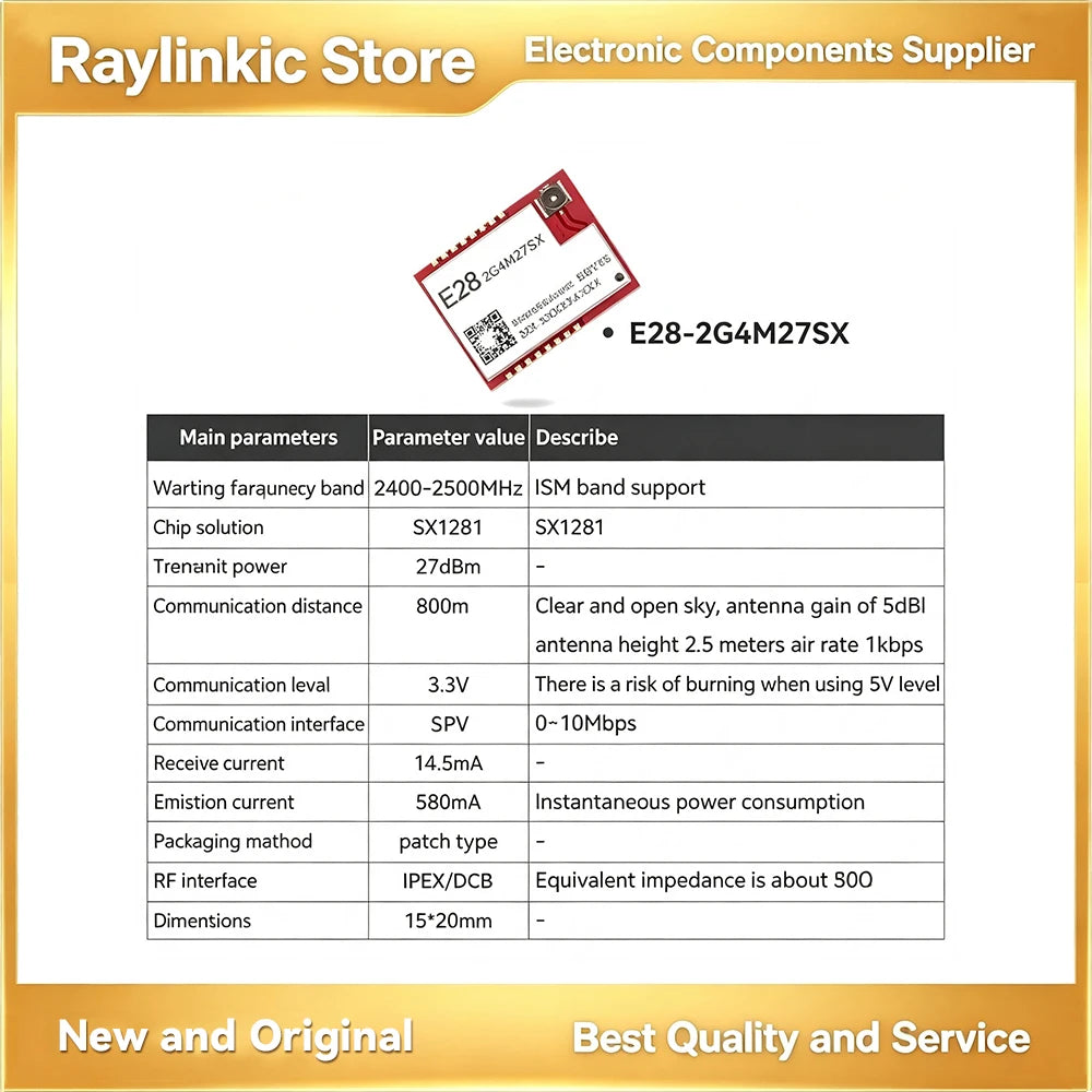 SX1281 E28-2G4M27S E28-2G4M27SX LoRa Spread Spectrum Module EBYTE E28 Series SPI Wireless RF Module 2.4G 20dBm SMD Module 6km