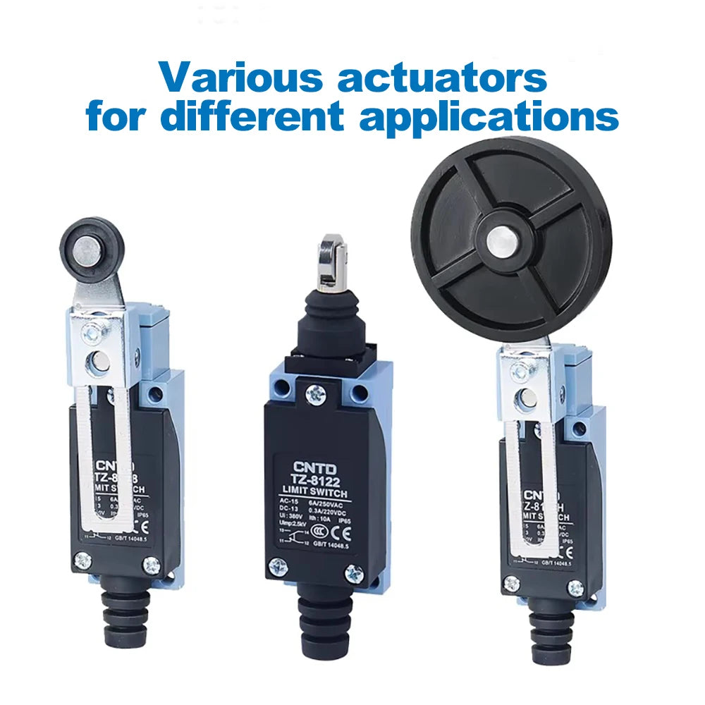 CNTD TZ-8166 Plunger Limit Switch SPDT 250VAC 6A with Coil Spring Rod IP65 Waterproof Industrial Micro Switch CE Certified