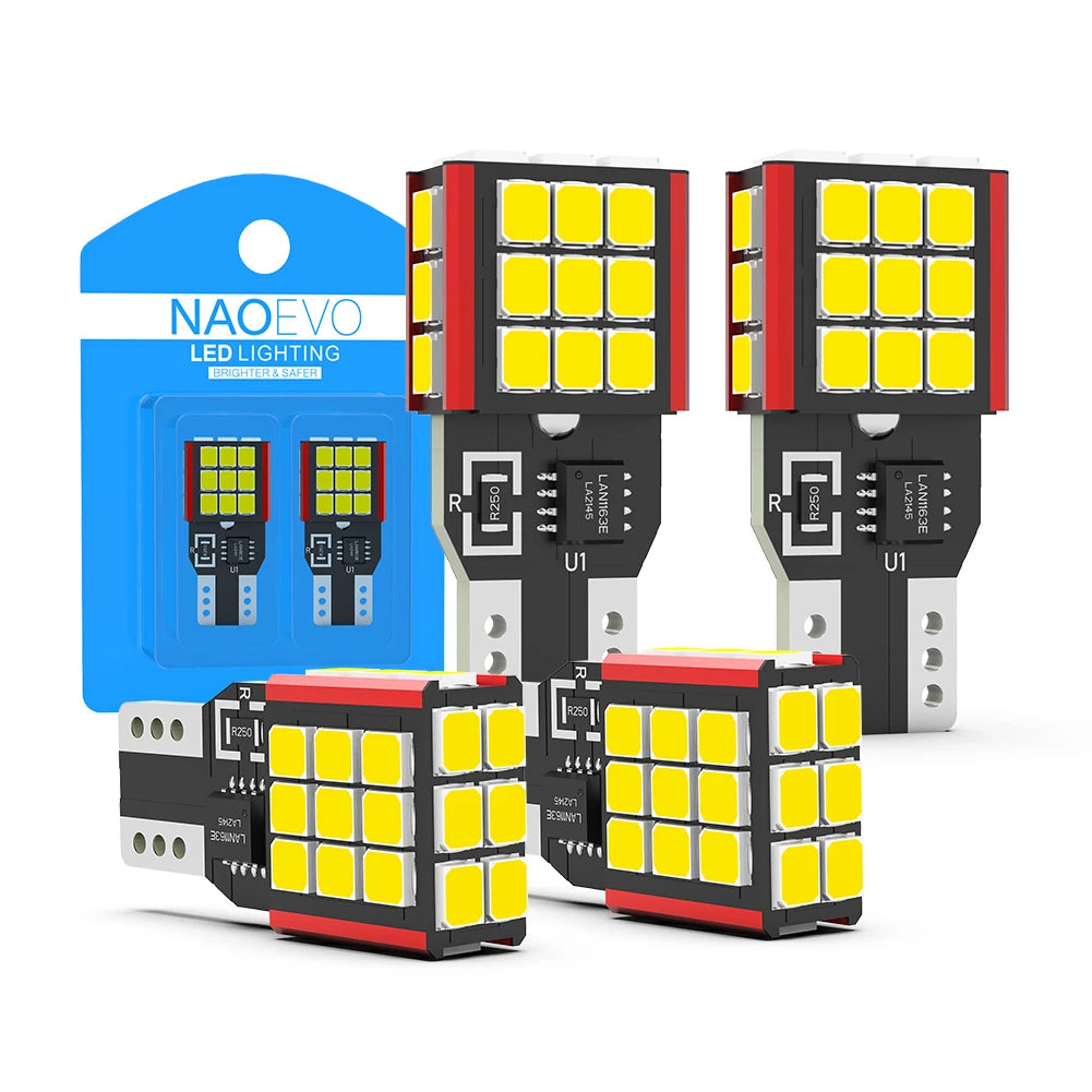 NAO T15 W16W LED CNABUS Bulb No Error T16 15W 1500LM 921 30SMD 3030 Super Bright Car Backup Light White 12V Auto Reverse Lamp