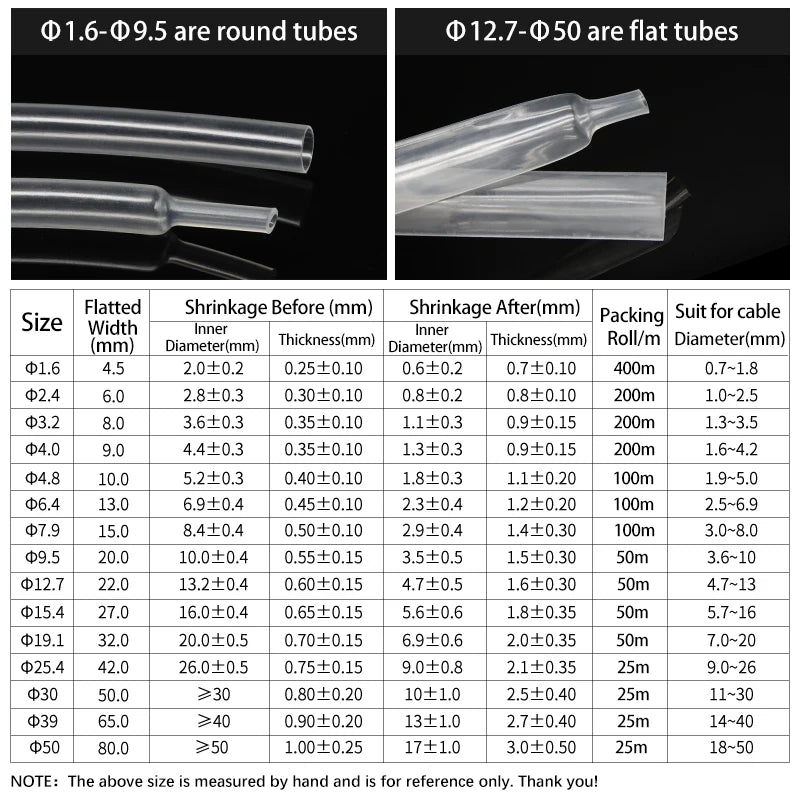 1~10m 3:1 Heat Shrink Tube With Glue Clear 1.6 - 39mm Dual Wall Adhesive Lined Polyolefin Shrinkin ﻿Wrap Cable Protect Sleeving
