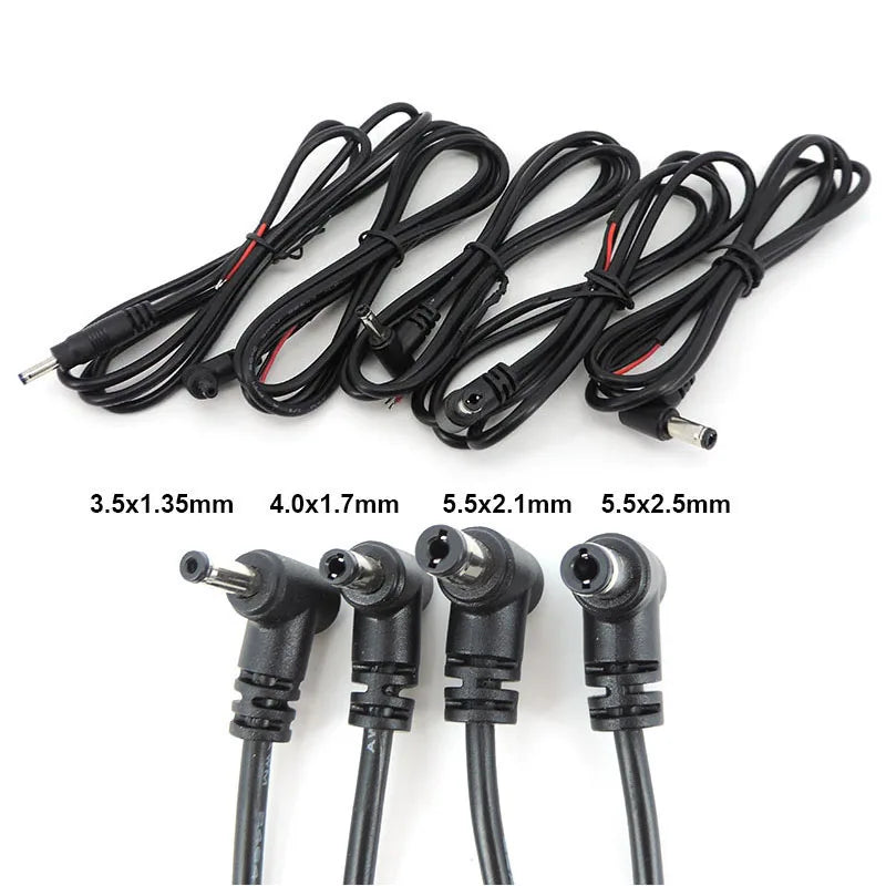 2pin DC Male Power Connector Extend Right Angle Charging Cable 4.0x1.7 3.5x1.35mm 5.5x2.1mm 5.5x2.5mm 22AWG 90 Degree 3A Cord T
