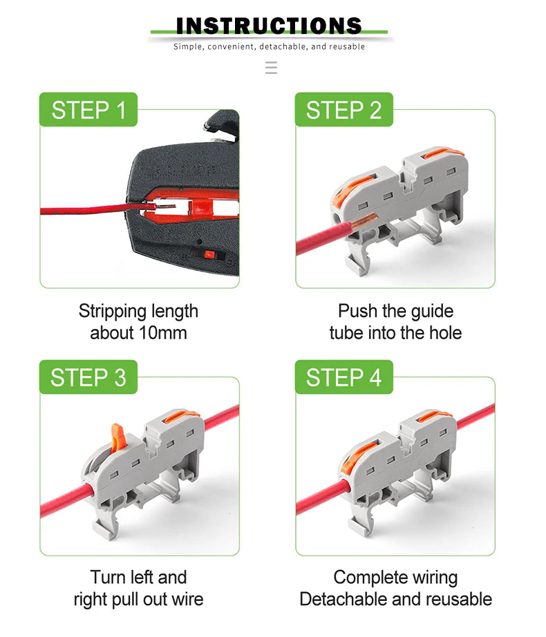 Din Rail Type Various Terminal Block Kit 211 Wire Electrical Conductor Universal Fast Cable Connector With Number Strip Set