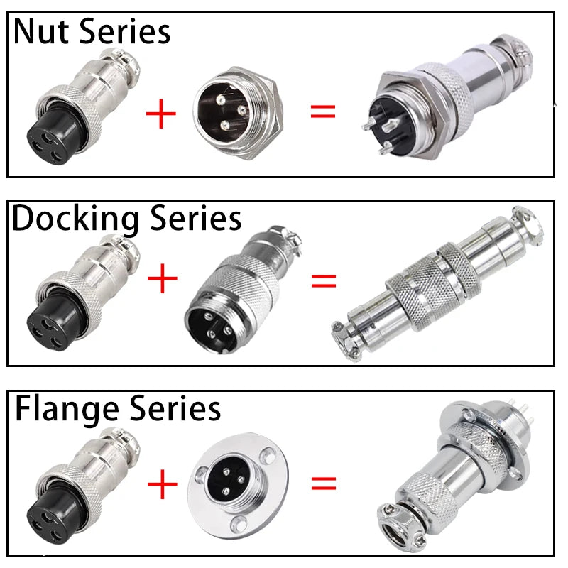 5pcs GX12 GX16 GX20 2 3 4 5 6 7 8 9 10Pin Male Female Butting Wire Cable Circular Aviation Socket Plug Panel Connector