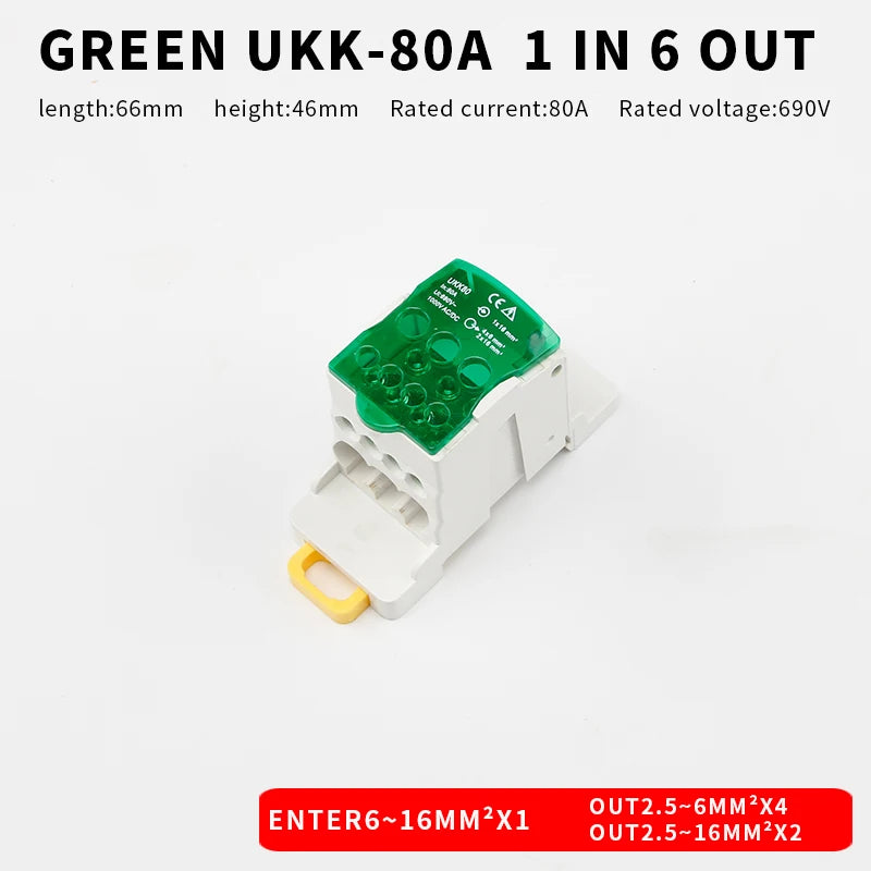Distribution Box One In Several Out Power Wire Universal Electric Connector Junction Din Rail Terminal Block UKK 80A160A250A400A