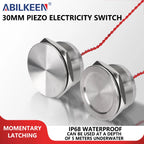 ABILKEEN 30mm 1NO Momentary/Latching Function Piezo Electric Switch IP68 Waterproof Pressure-Sensitive Switch