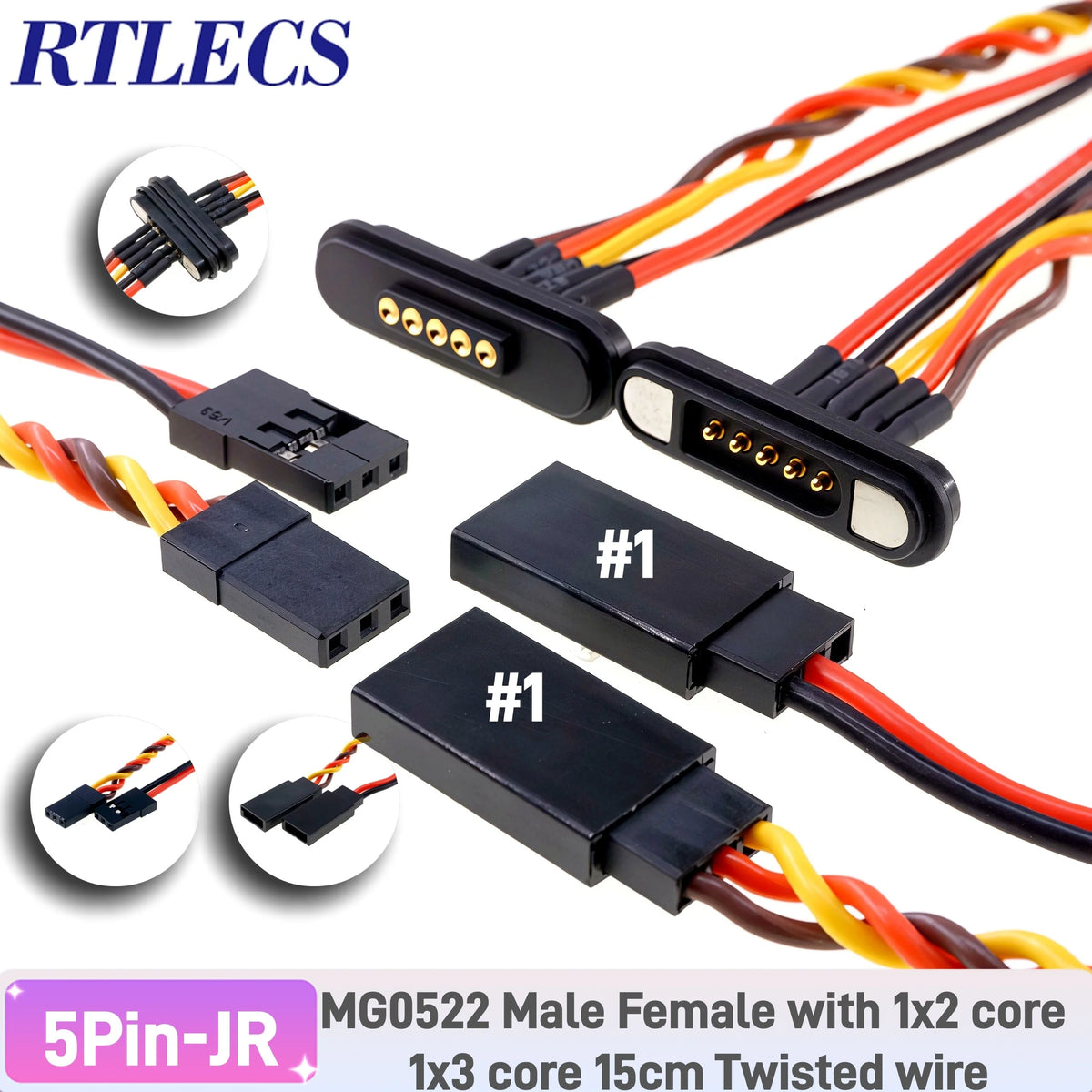 3A Magnetic Spring Loaded Pogo Pin Connector 24VDC LED Snap-on JST SM JR Servo Extended Cable 5/6/7/8/9 Pin Male Female Blind
