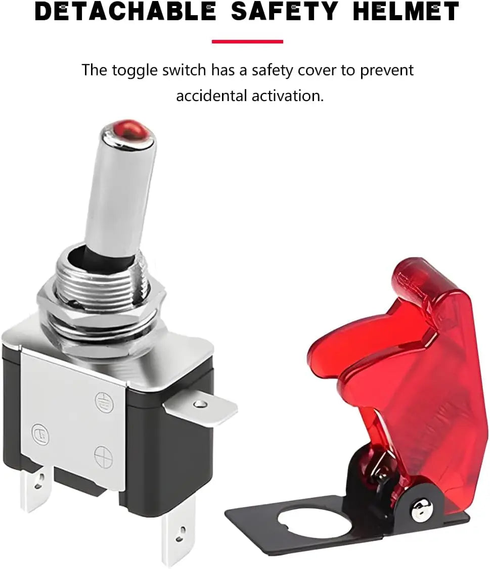 12V 20A Toggle Switch LED Switch Car Auto Cover LED Light With Protective Cover SPST Toggle Rocker Switch Control On/Off