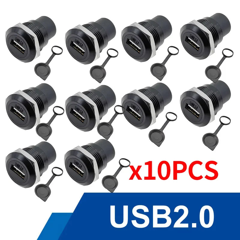 10Pcs Metal D‑Type Panel Mount Socket RJ45 CAT6 HDMI USB3.0 Straight Through Network Connector Module Round Panel Mount Adapter