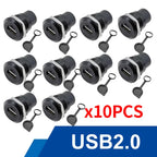 10Pcs Metal D‑Type Panel Mount Socket RJ45 CAT6 HDMI USB3.0 Straight Through Network Connector Module Round Panel Mount Adapter
