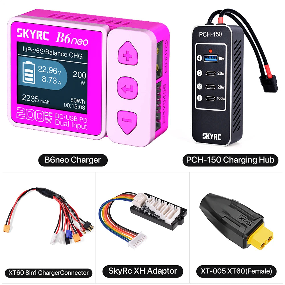 SKYRC B6neo / B6neo+ LiPo Battery Smart Balance Charger DC 200W PD 80W Input for RC Model Car Ship Boat Airplane