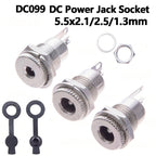 10pcs/LOT DC099 5.5 mm x 2.1mm DC Power Jack Socket Female Panel Mount Connector Metal DC-099 Open Hole 11MM 5.5*2.1 5.5*2.5