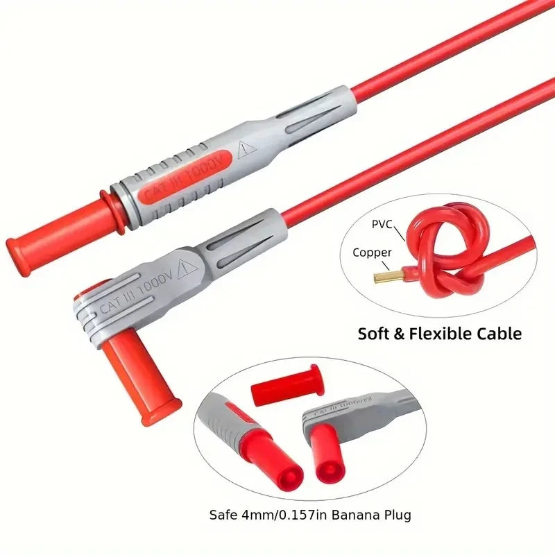 Cleqee P1300 Series Multimeter Test Lead kit 4mm Banana Plug Cable Test Hook Clip Probe Alligator Clip Automotive Tool