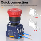 LANBOO 22MM SA1 Series Quick Plug with LED25A High Current Plastic Mushroom Button Emergency Stop Switch 1NO1NC 2NC