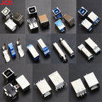 JCD 5pcs USB 2.0 And USB 3.0 Connector Female Socket Male Jack B Type 90°/180° Connector Soldering DIY Printer Interface Repair
