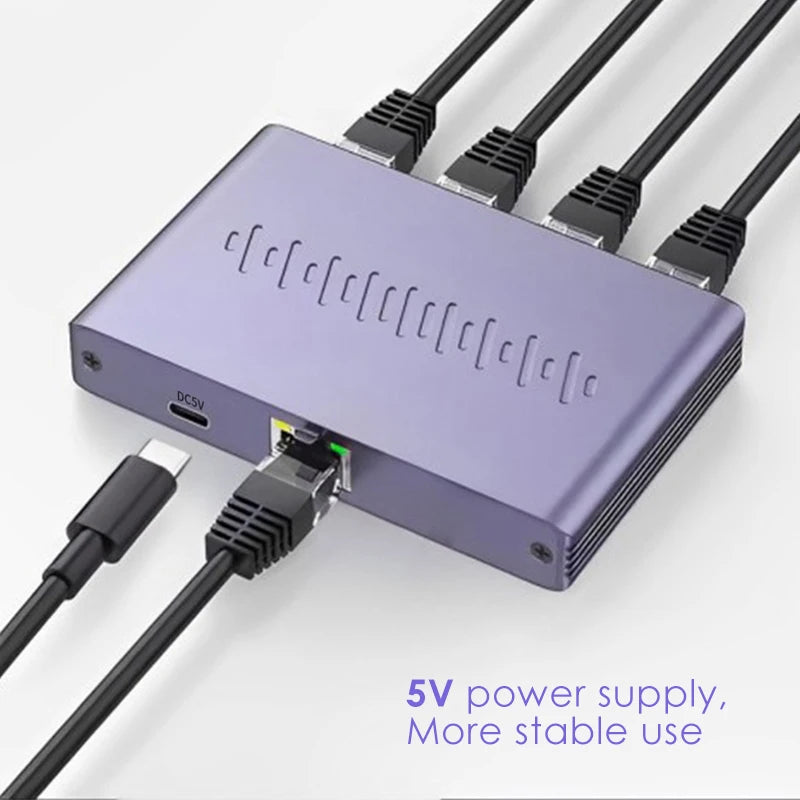 1000Mbps Ethernet 1x4 Splitter Gigabit RJ45 Cat6 LAN Internet 1 in 4 out Extension Coupler for PC Laptop Router Digital TV Box
