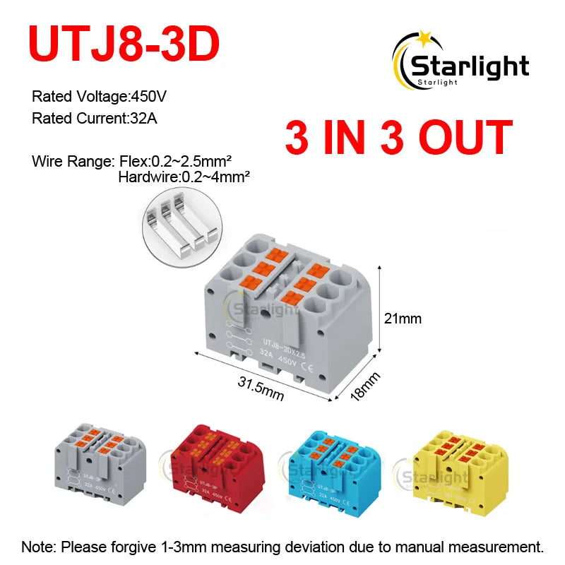 Distribution block PTFIX2.5mm² Wire Electrical Cable Connectors Plug-in Terminal Block  Splitter DIN-Rail Mounting Junction Box