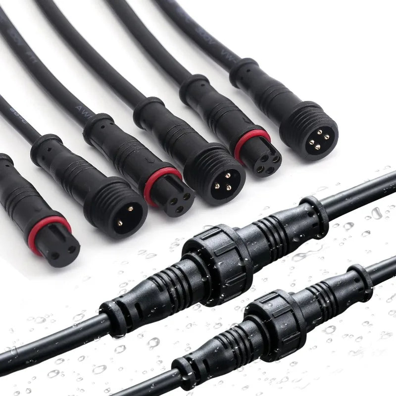 M12 IP67 Waterproof Cable Connector 2/3/4 Pin Male Female Plug with PVC Wire for Car Motorcycle LED Light Auto Accessories