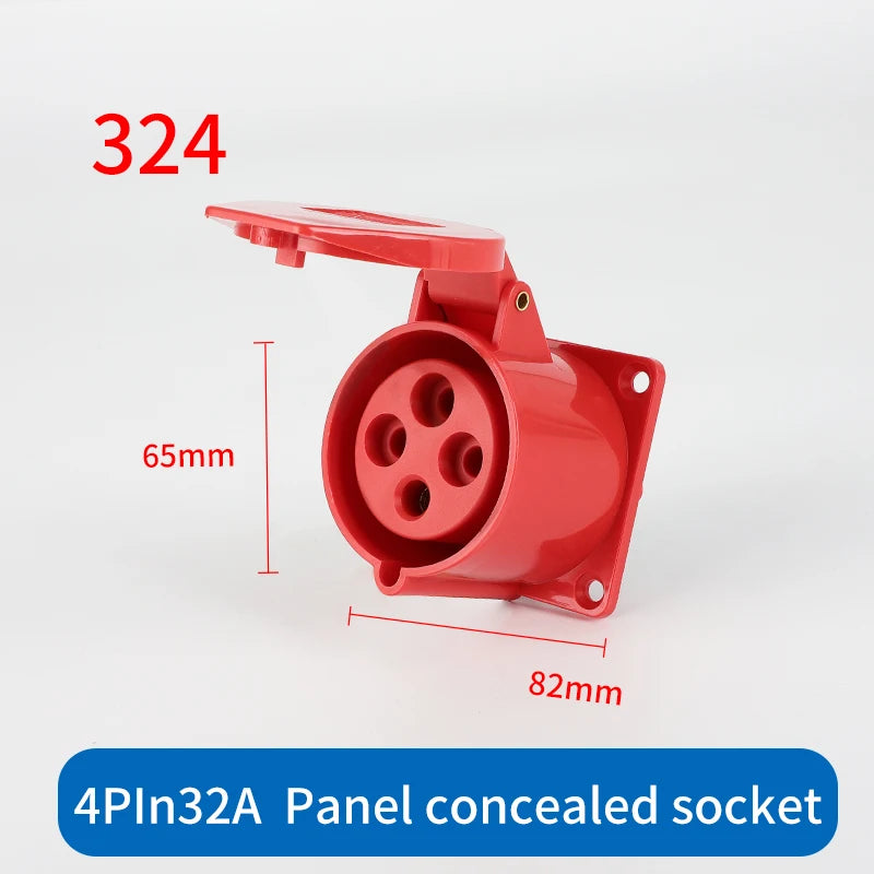 1 PCS 32A Aviation Industry Plug Socket Connector 3P/4P/5P IP44 Waterproof Surface Installation Wireless Concealed Installation