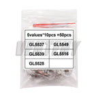 50pcs 5 values * 10pcs LDR Photo Light Sensitive Resistor Photoelectric Photoresistor Kit for 5516 5528 5537 5539 5549