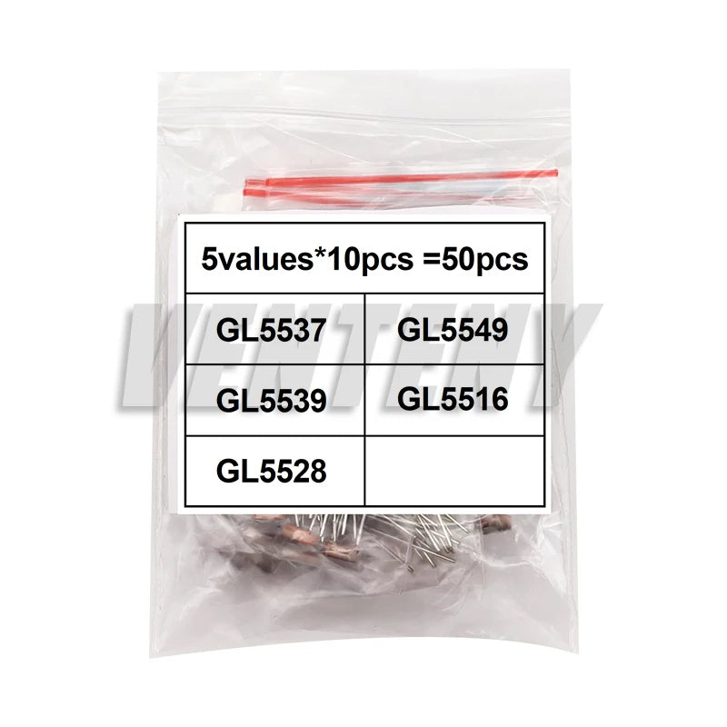 50pcs 5 values * 10pcs LDR Photo Light Sensitive Resistor Photoelectric Photoresistor Kit for 5516 5528 5537 5539 5549