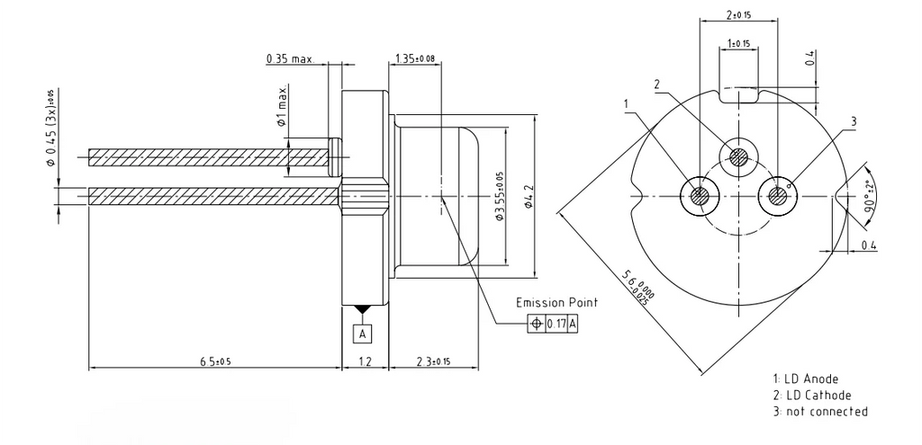 905nm 15W Invisible Pulsesd Laser Diode Φ5.6 metal stem