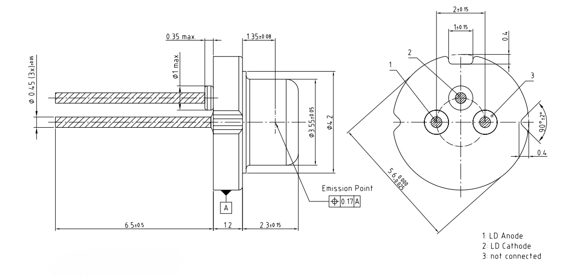 905nm 15W Invisible Pulsesd Laser Diode Φ5.6 metal stem