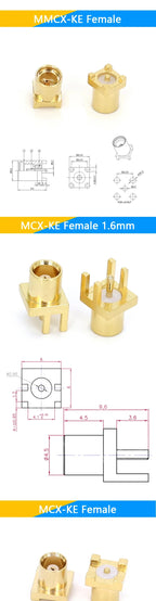1-10PCS MCX MMCX Male Female PCB Mount Straight RF Coax Connector Right Angle 90-Degree Goldplated Welding Terminal